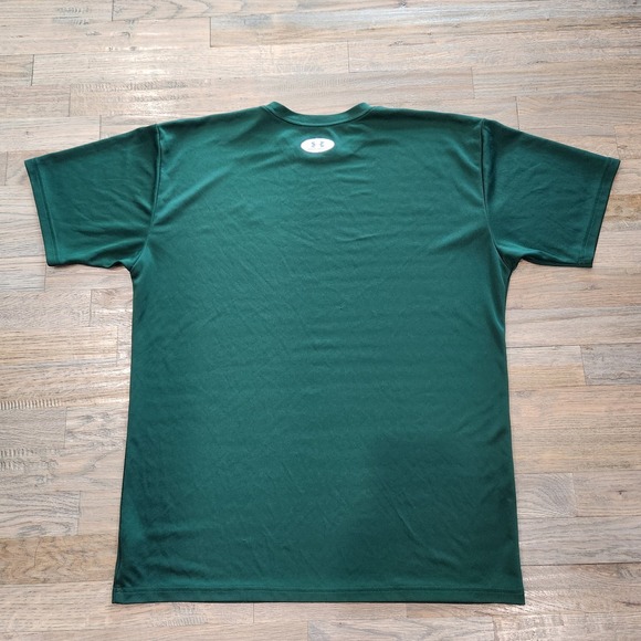 Vintage Under Armour UA Mens Medium Green‎ Stretchy Athletic Short Sleeve Shirt - Picture 5 of 11